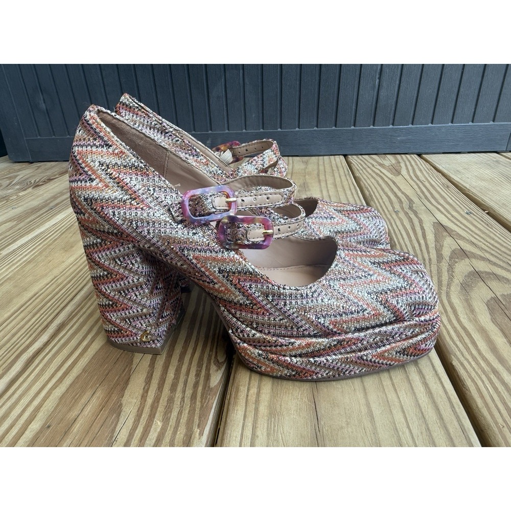 Sam Edelman Circus Mauve/Amber Chevron Print Platform Mary Jane Heels sz 7M